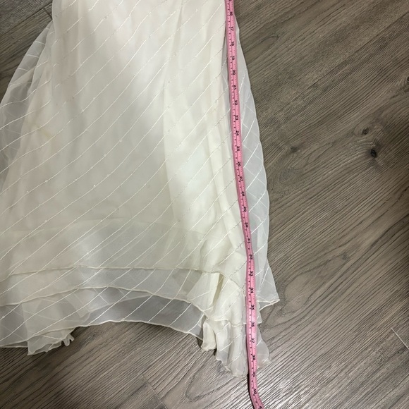 B Darlin Asymmetrical Mermaid Midi Dress Sz 1/2 White Sequin Bridal Fairy - Picture 11 of 14